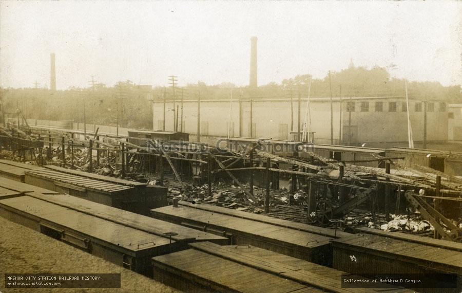 Postcard: Aftermath of fire at Boston & Maine freight platforms